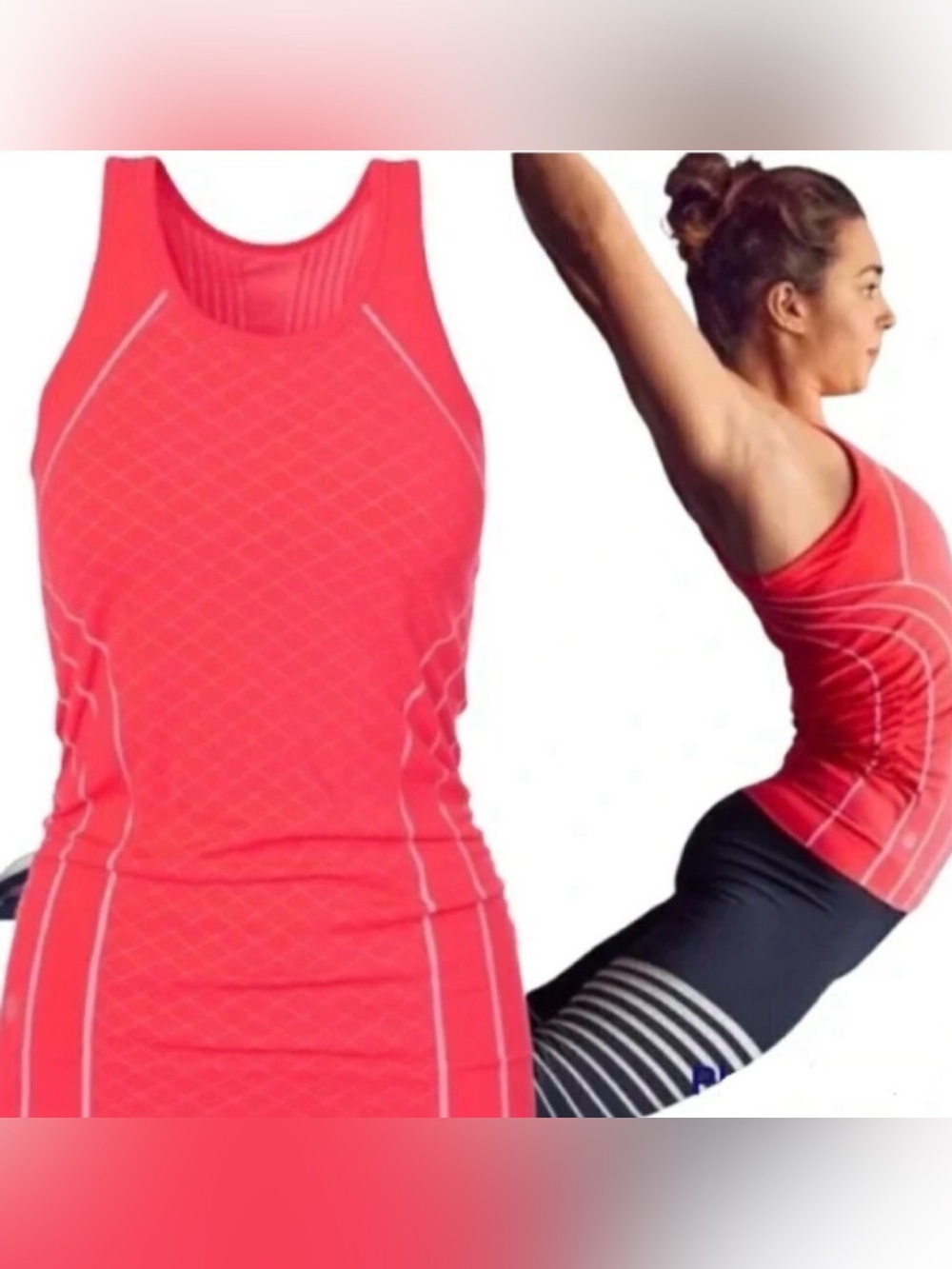 Athleta Finish Fast Line Coral Racerback Tank Top Size L